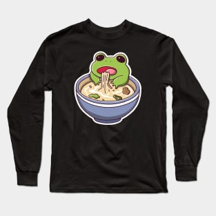 Cute Frog Eating Ramen Japanese Kawaii Animal Long Sleeve T-Shirt